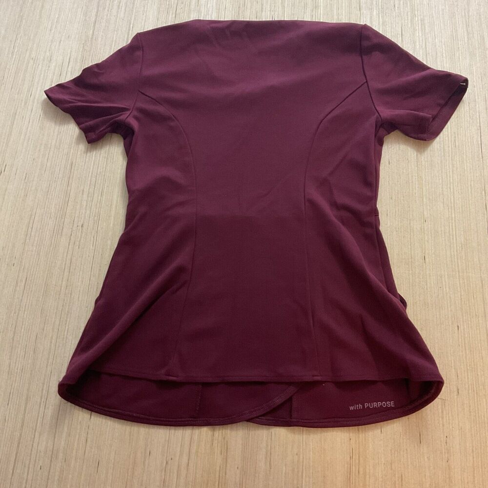Jaanuu Tulip Womens Medical Scrub Top Wine Maroon crimson Small J96203 - Picture 6 of 9
